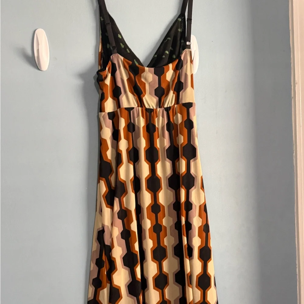 CAbi Brown and Black Geometric Maxi Dress Reversible Dress - Picture 6 of 16